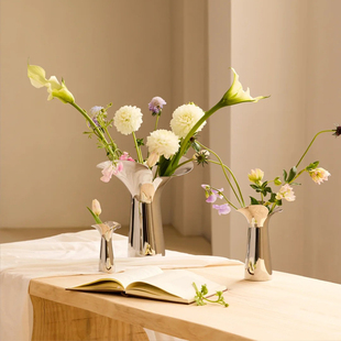 Georg Jensen 丹麦进口乔治杰森BLOOM不锈钢花瓶客厅餐桌插花摆件