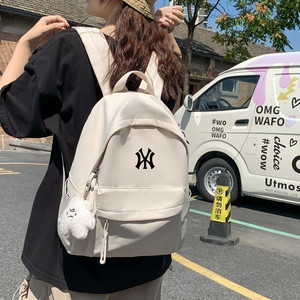 NY韩版简约背包新款男女双肩包学生上课旅行电脑包NB潮流百搭书包