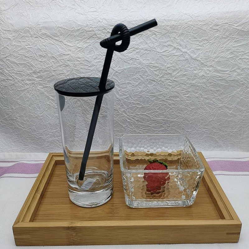 促销圆形透明直身玻璃杯带盖美容美发美甲采耳水杯泡茶杯定制logo