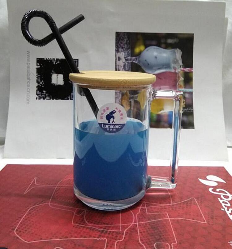 欧洲品牌带盖钢化玻璃把杯牛奶果汁饮料杯家用水杯微波炉用早晨杯