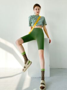 iFashion美式jar of love棉条纹短袖透气短款露腰T恤显瘦上衣