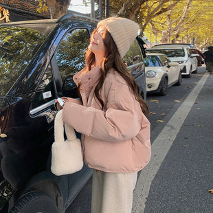 粉色短款羽绒服女冬季2025新款小个子韩系甜美女生白鸭绒外套爆款