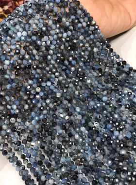 天然魔鬼蓝海蓝宝切面足球面散珠半成品diy手链项链饰品配件水晶