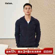 ttelen.高弹细腻拉链连帽外套 花纱显大健身训练薄款卫衣男款上衣