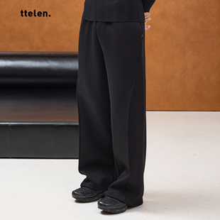 宽松休闲运动健身长裤 ttelen.分割设计感加厚直筒裤 子冬季 裤 男款