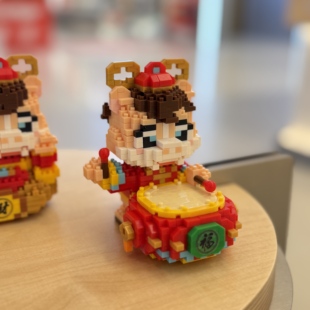 祥马贺岁春节马年积木拼装玩具立体拼图桌面摆件鼓动福来新年礼物