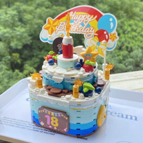 益智新款女孩系列积木生日蛋糕