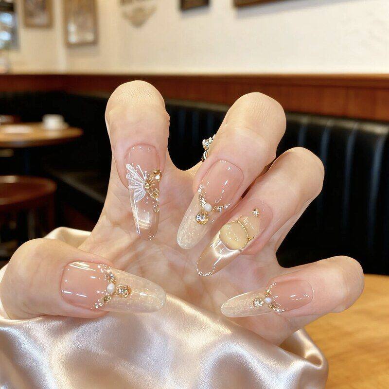 奈姿 手工穿戴甲新年款福禄金碟款纯欲猫眼气质美甲贴片短款