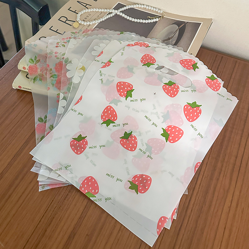 花边扣手袋饰品打包袋服装购物袋化妆品包装手提袋小号加厚塑料袋