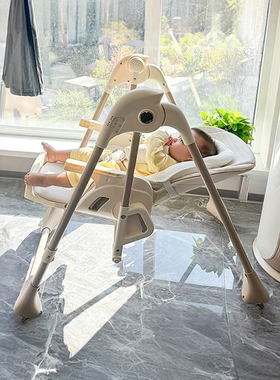 卡曼宝宝餐椅摇椅婴儿餐桌椅家用智能哄睡二合一多功能新生儿童椅