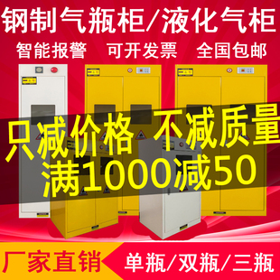 全钢带报警气瓶柜双瓶单瓶气瓶柜实验室乙炔液化气柜工业安全柜