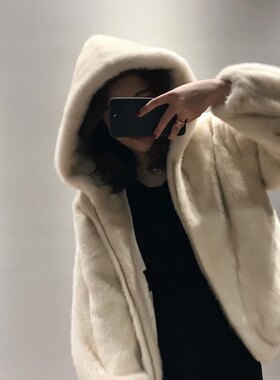 特价新款仿貂皮大衣整貂短款水貂毛海宁皮草外套连帽夹克裘皮女