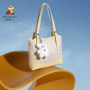 稻草人包包女新款单肩包可爱年轻托特包学生大容量上班通勤包女包