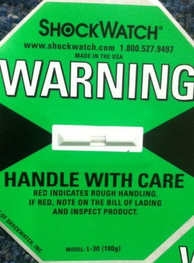 包邮防震动标100G签绿色振动显示贴SHOCKWATCH冲击显示指示标签