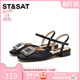 女2026春季 水钻方头凉鞋 新品 一字扣带时装 St&Sat 凉鞋 星期六时尚