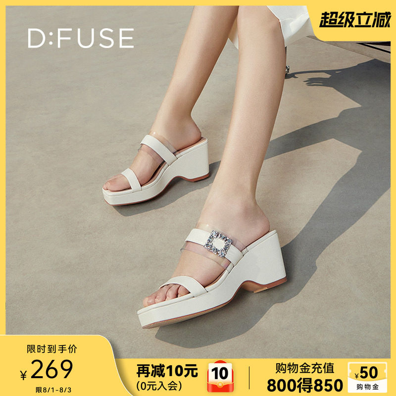 凉鞋拖鞋迪芙斯厚底坡跟