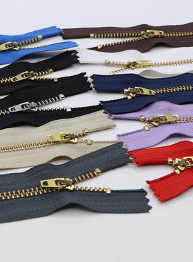 4#金属门襟牛仔裤拉链闭尾弹簧头拉锁带锁防下滑正品服装裤子拉丝