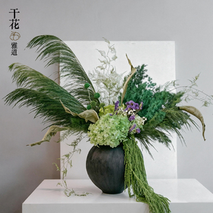 绿色永生花束干花春夏氛围感家居女装店装饰玄关前台插花橱窗装饰