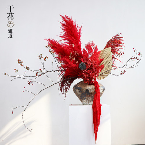 红色喜庆年宵花永生干花花束