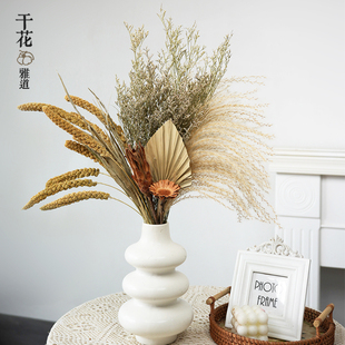 美拉德干花真花花束诧寂中古风居家商业摆设餐厅桌面自然装饰摆件