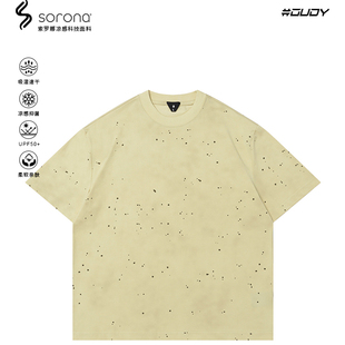 OVDY原创小众美式 男女潮牌ins索罗娜凉感t恤夏 复古斑点印花短袖