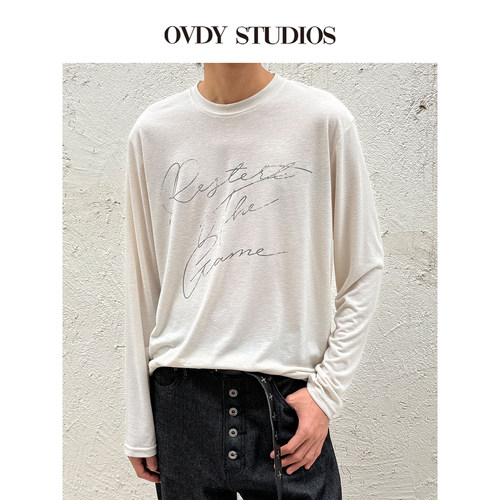 OVDY轻奢长袖T恤男打底衫男女款