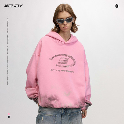 OVDY官方重磅美式复古加绒卫衣男女连帽ins印花摇粒绒外套潮牌