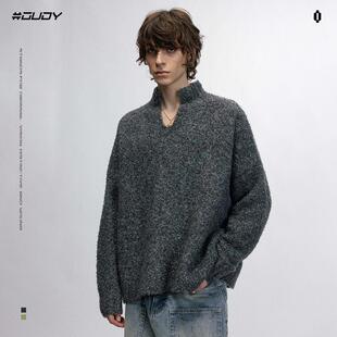 OVDY官方慵懒风复古毛衣男女秋冬季ins美式V领宽松针织衫情侣潮