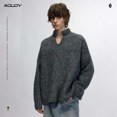 OVDY官方慵懒风宽松v领毛衣男女