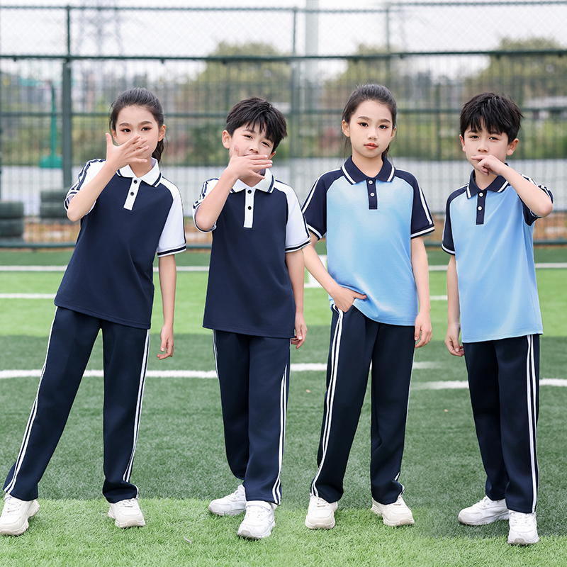 夏季初中高中生校服套装中学生短袖男女运动服小学班服情侣装定制