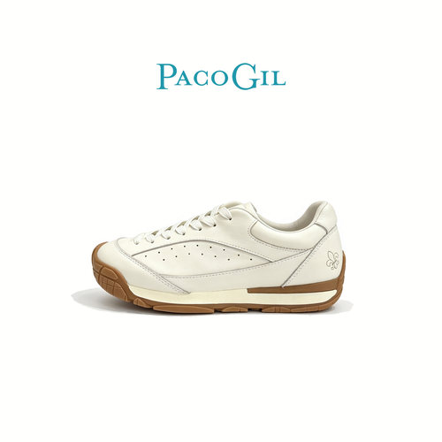 PacoGil女子真皮复古休闲德训鞋