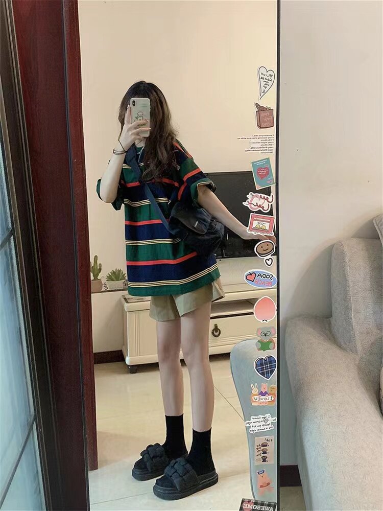 休闲运动服套装女条纹OOTD两件套