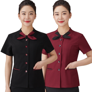高档会所服务员短袖物业保洁工作服夏季客房清洁阿姨领班服透气女
