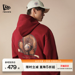NEW ERA纽亦华【白敬亭同款】MLB运动棒球印花美式潮流连帽卫衣NE