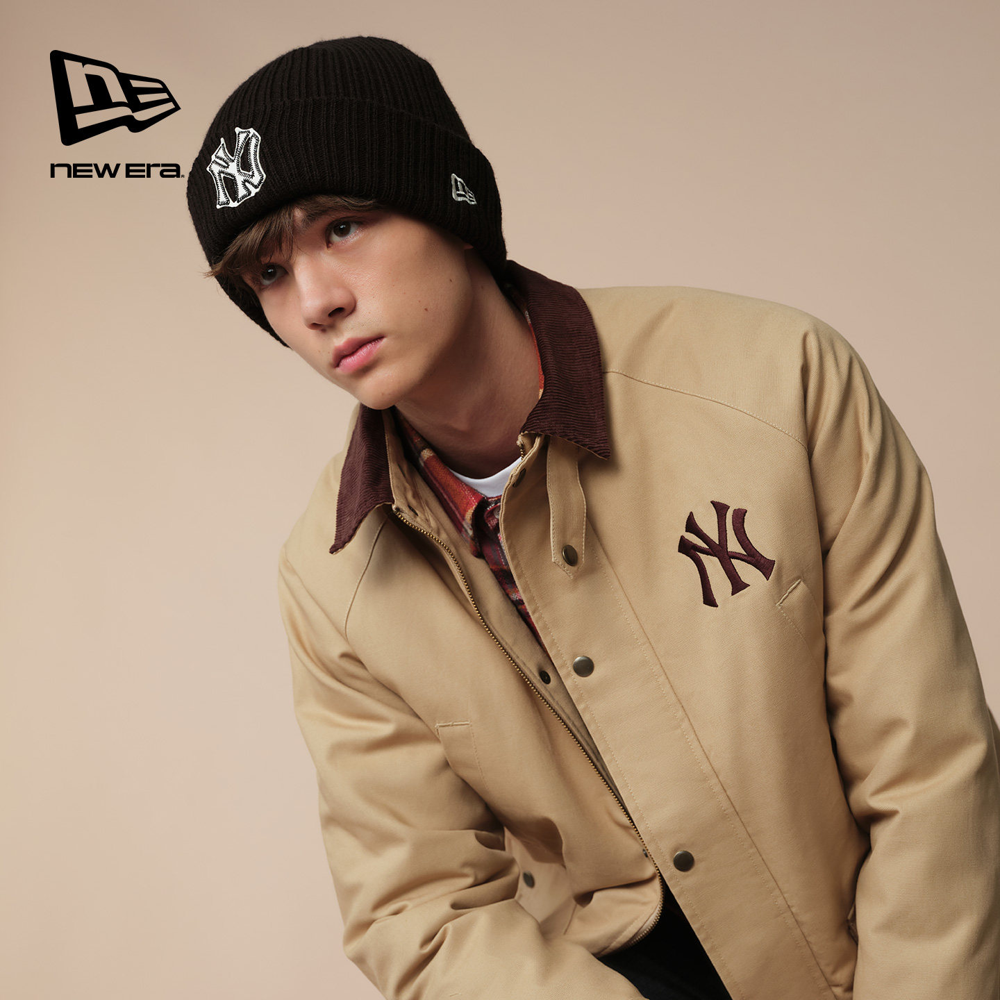 New Era纽亦华2025冬季新款MLB美式教练夹克巴恩风帆布夹棉外套,男装,夹克,淘宝优惠券,粉丝福利购,淘宝优惠卷