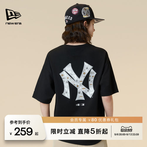 NEW ERA纽亦华2026春季新款MLB萌宠印花短袖T恤运动上衣男女