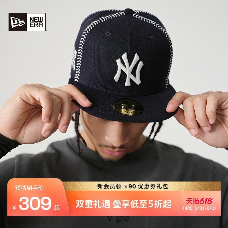 New Era纽亦华春夏新款MLB棒球帽刺绣硬顶平檐车线全封潮流NE5950