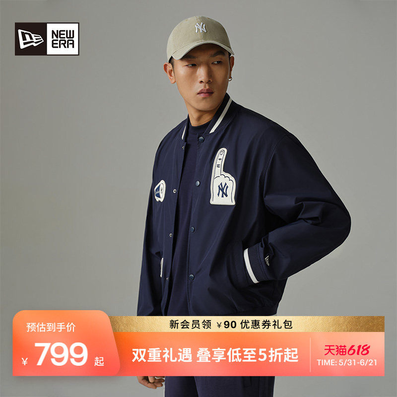 New Era纽亦华秋冬MLB梭织夹克徽章NY外套情侣休闲男女棒球服