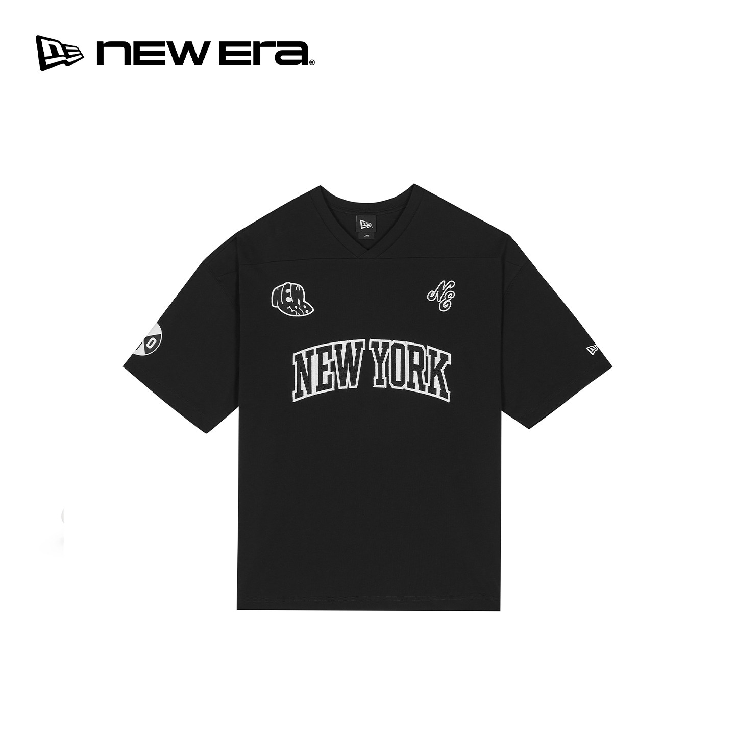 NEW ERA纽亦华26新品时尚复古美式V领运动短袖球衣NE图片