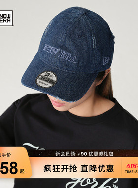 NewEra纽亦华春夏牛仔做旧棒球帽软顶男女字母刺绣潮流NE940