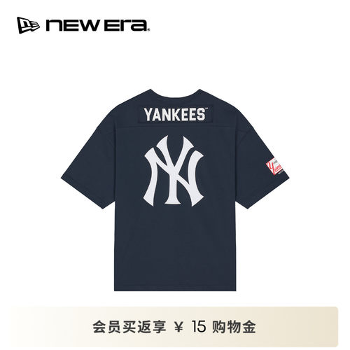 NEW ERA纽亦华26新品MLB纽约洋基队V领复古美式运动短袖球衣NE