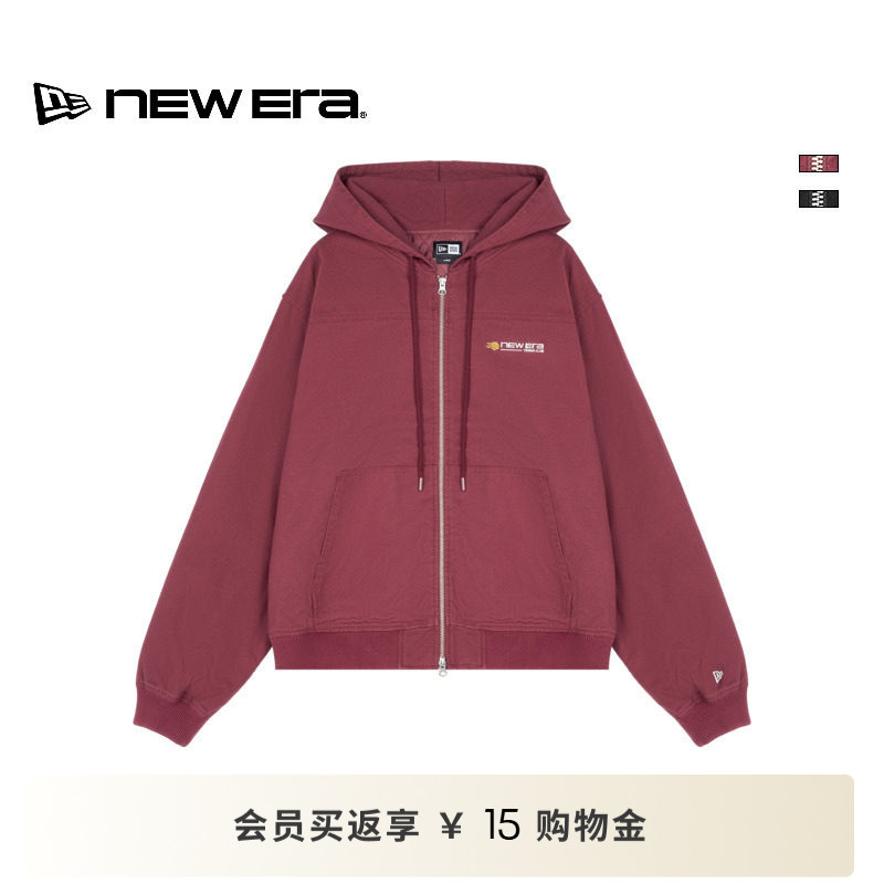 NEW ERA纽亦华26新品连帽抽绳拉链网球运动复古休闲外套男女NE