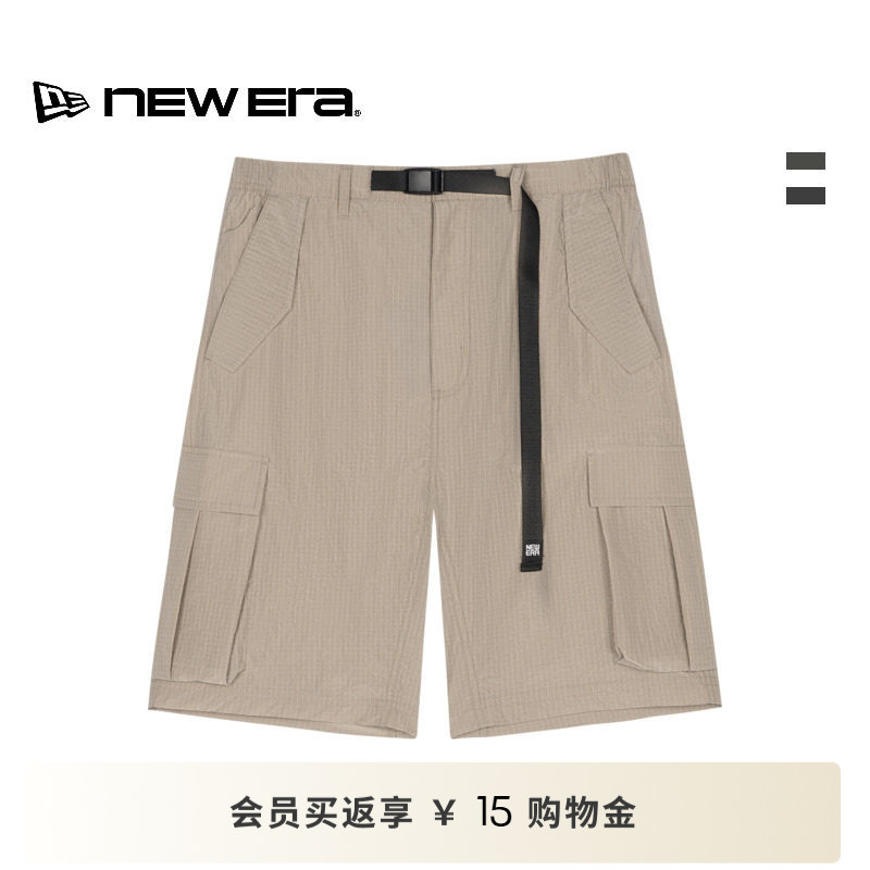NEW ERA纽亦华26新品轻薄工装卡扣腰带梭织休闲运动短裤男女NE
