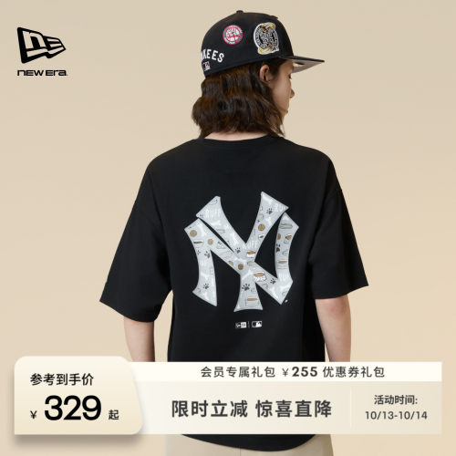 NEW ERA纽亦华2026新款MLB萌宠印花运动上衣短袖T恤男女同款NE
