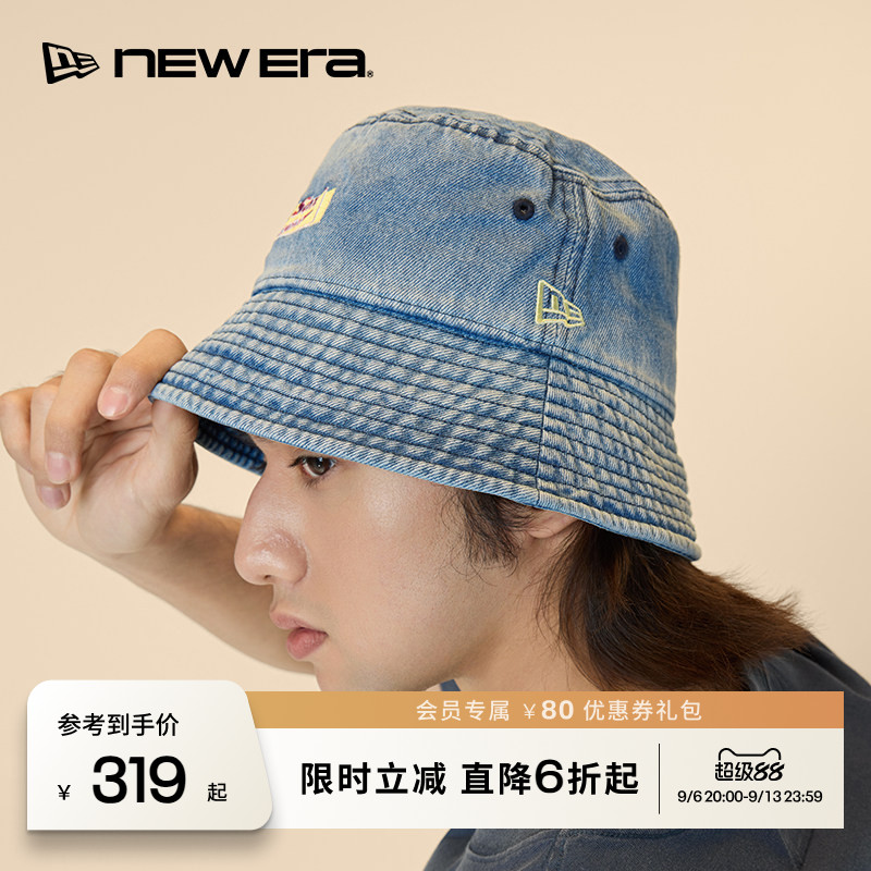 NEW ERA纽亦华26新品MLB复古做旧牛仔夏日遮阳渔夫帽男女同款NE图片