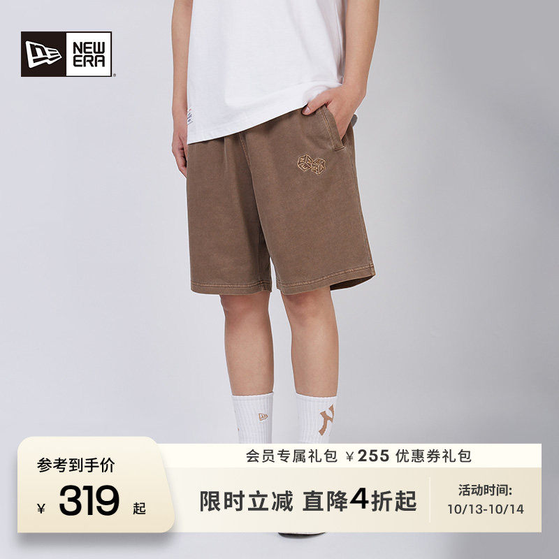 NEW ERA纽亦华水洗宽松做旧休闲透气五分裤短裤运动裤男女同款NE