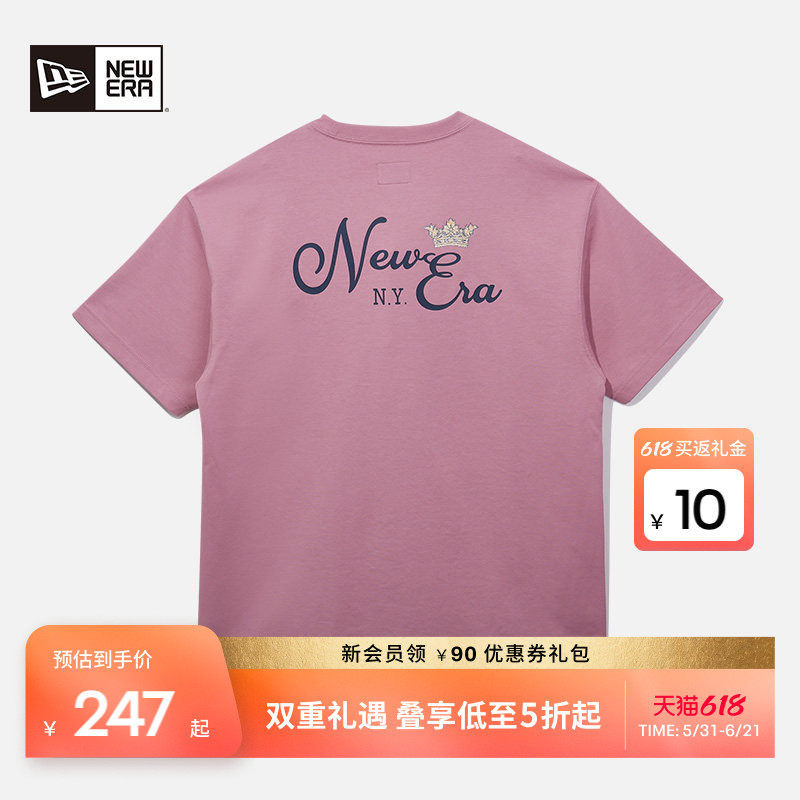 New Era纽亦华春季短袖T恤上衣情侣学院百搭圆领潮流