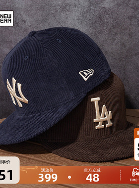 New Era纽亦华2025秋冬新款MLB棒球帽灯芯绒平檐NY街头潮全封5950