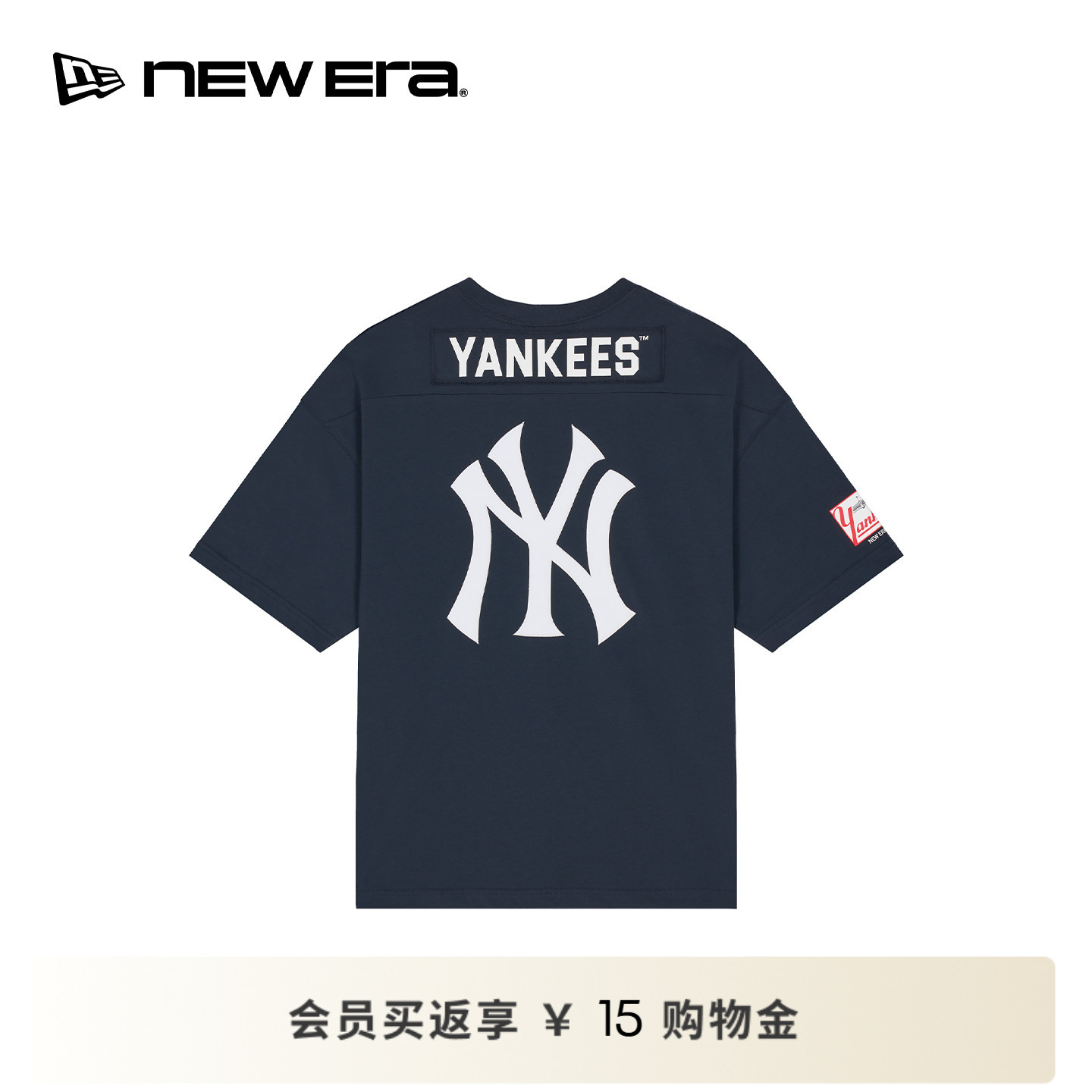NEW ERA纽亦华26新品MLB纽约洋基队V领复古美式运动短袖球衣NE