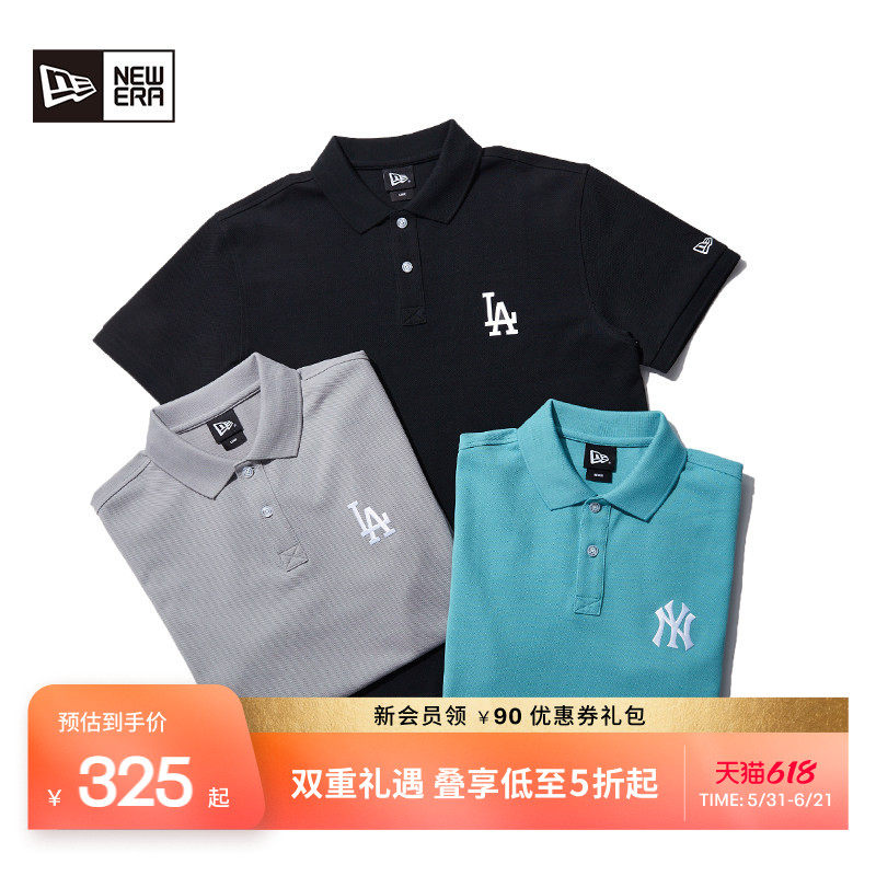 New Era纽亦华夏季MLB系列刺绣网眼NY短袖polo衫男女潮流